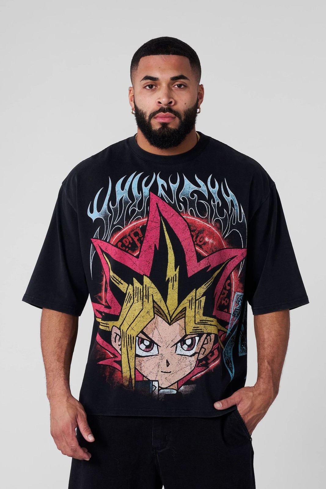 New YOUNGLA Collaboration Yu-Gi-Oh Men Oversize T-shirt Short Sleeve Sports Gym