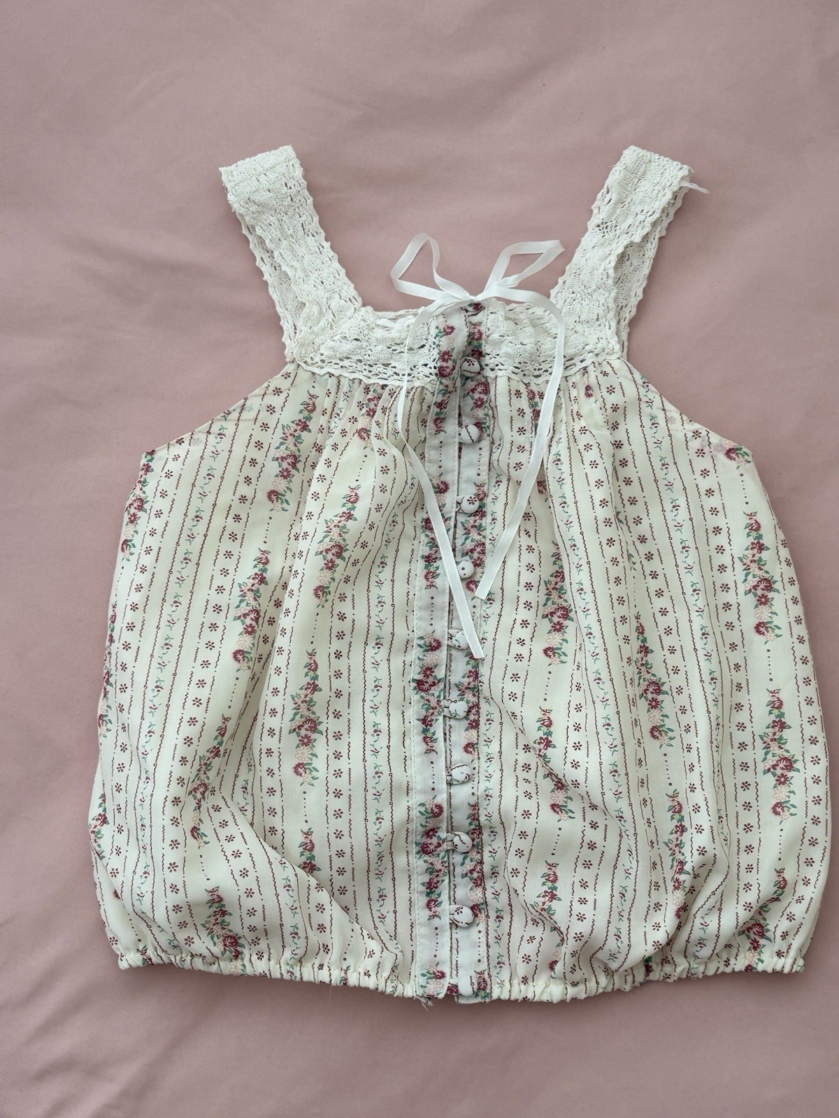 Lotus & Lavender Cottagecore Floral Lace Tank Top Womens Medium Coquette Y2K