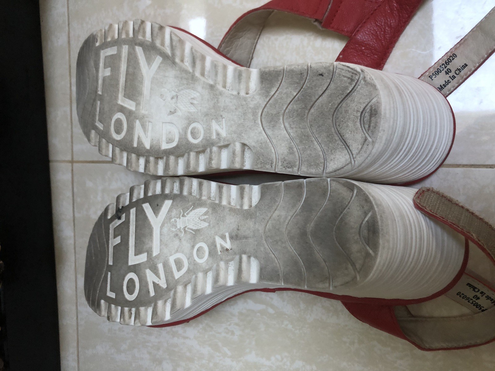Fly London Yesk Ankle Wrap Sandals EU 40 US 9/9.5 Red Leather Women’s EUC‼️