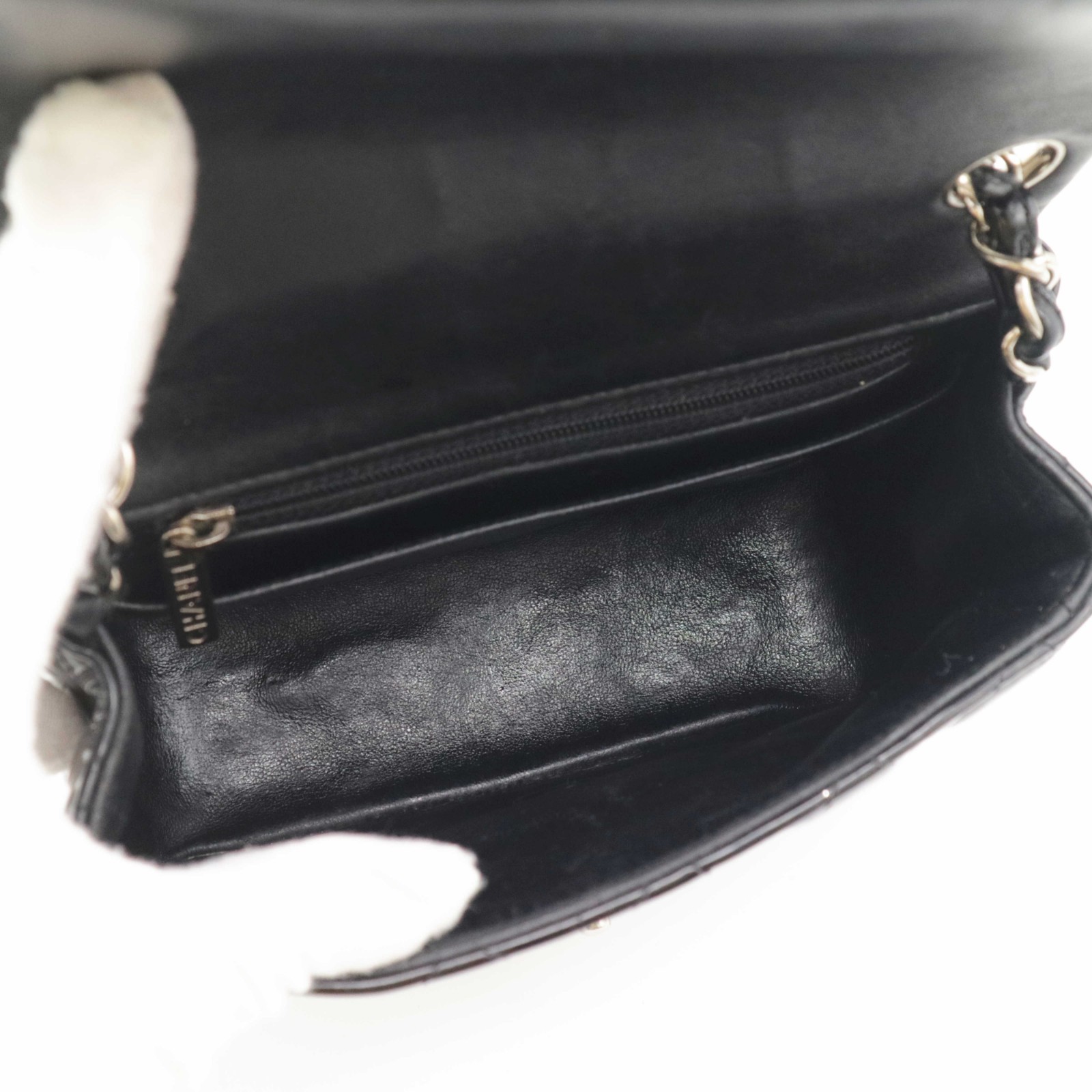 Chanel Black Mini Classic Square Flap Bag Silver Hardware Patent Leather