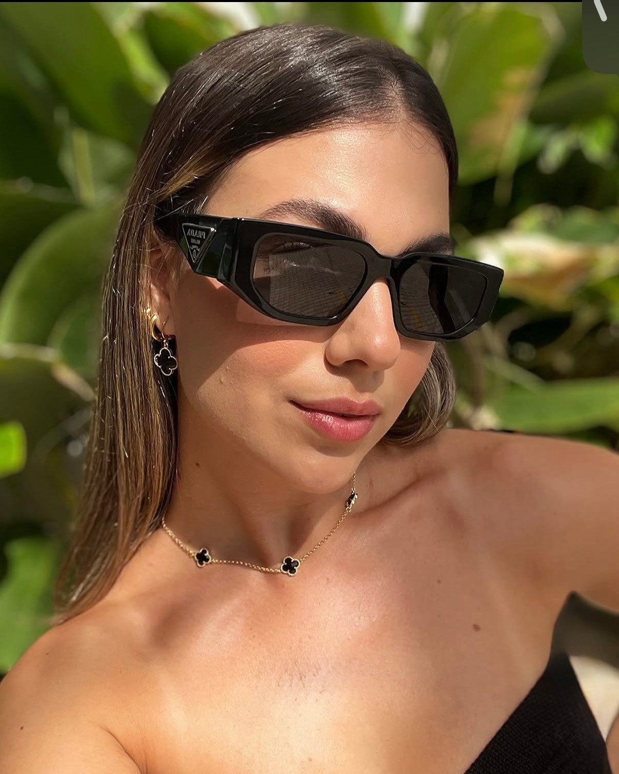 Prada PR09ZS 1AB5S0 Rectangle Sunglasses in Black/Gray Lens 100%