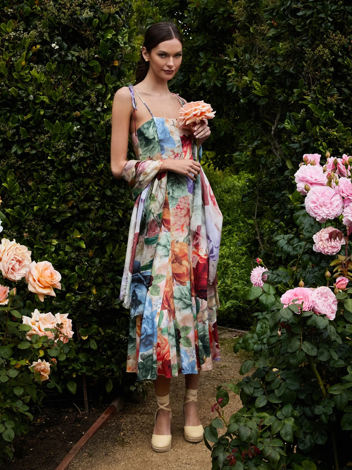 ALICE & OLIVIA (4 ) JEANETTE PANELED STORM FLORAL MIDI DRESS NWT MSRP$595