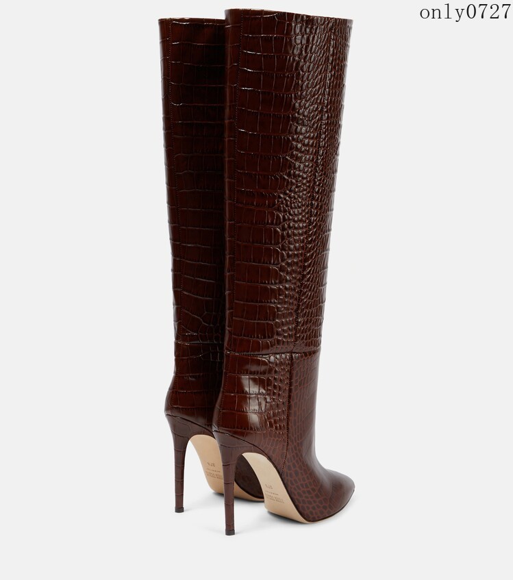 Women’s Knee High Boots Alligator Crocodile Pattern High Stiletto Heel Shoes Hot