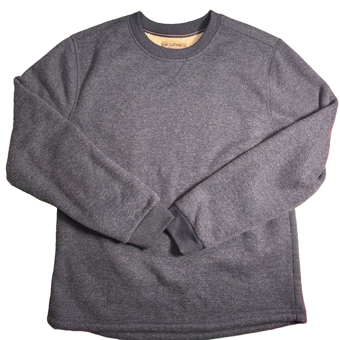 B.C. Clothing Co. Heritage Mens Sherpa Lined Crewneck Pullover Grey/Blue XL EUC
