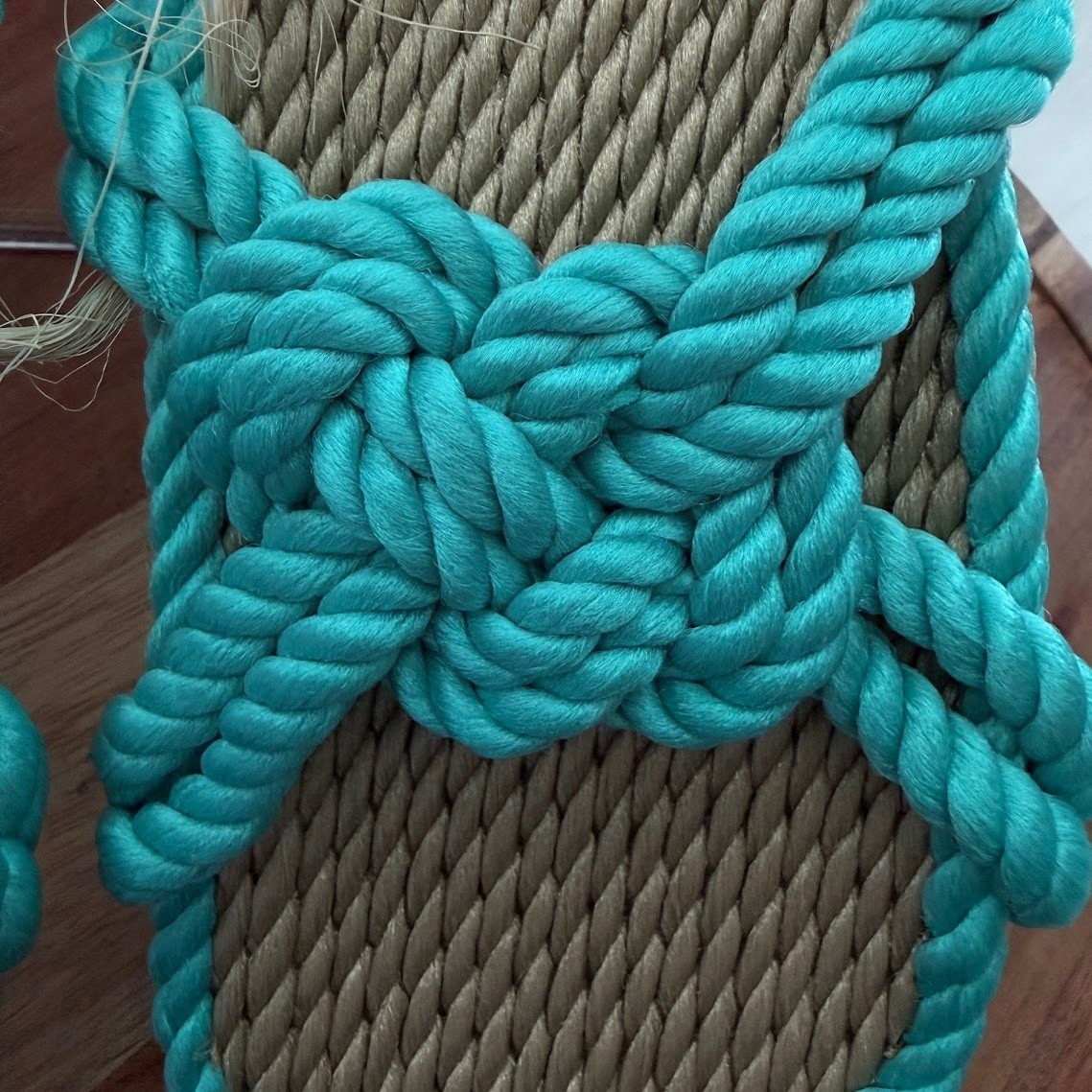 Nomadic State of Mind Size 36 Sailor Turquoise Rope Sandals Vegan Boho Slides