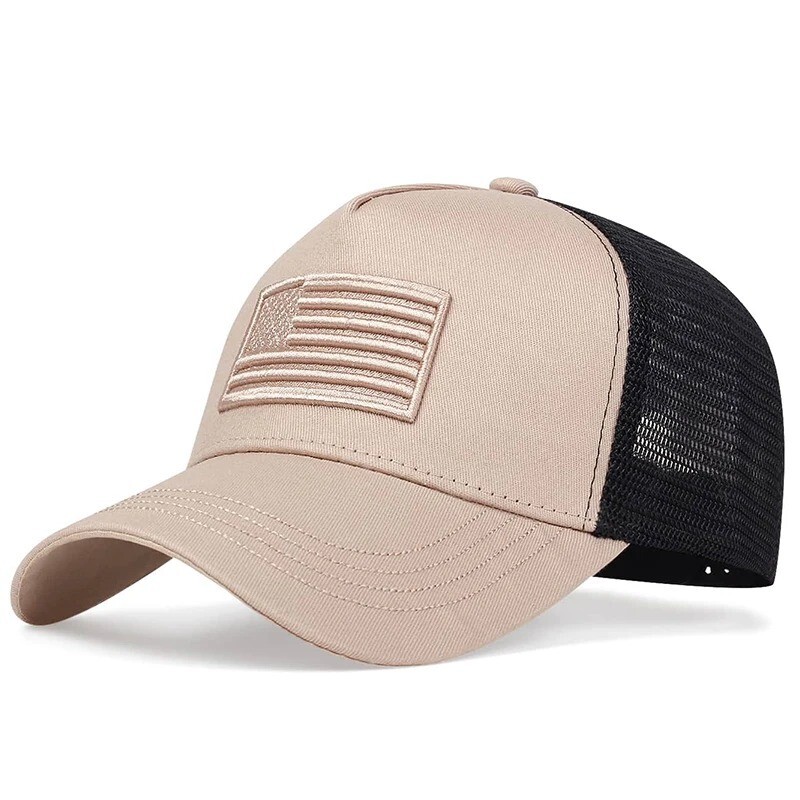 American Flag Embroidery Baseball Net Cap Spring and Summer Outdoor Adjustable