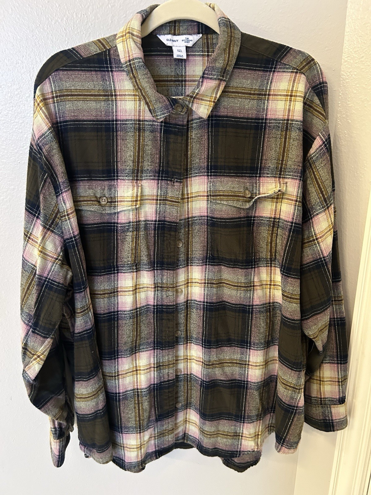 Christmas funny Oversized Upcycled Brown Pink Rudolph Flannel Womens XXL