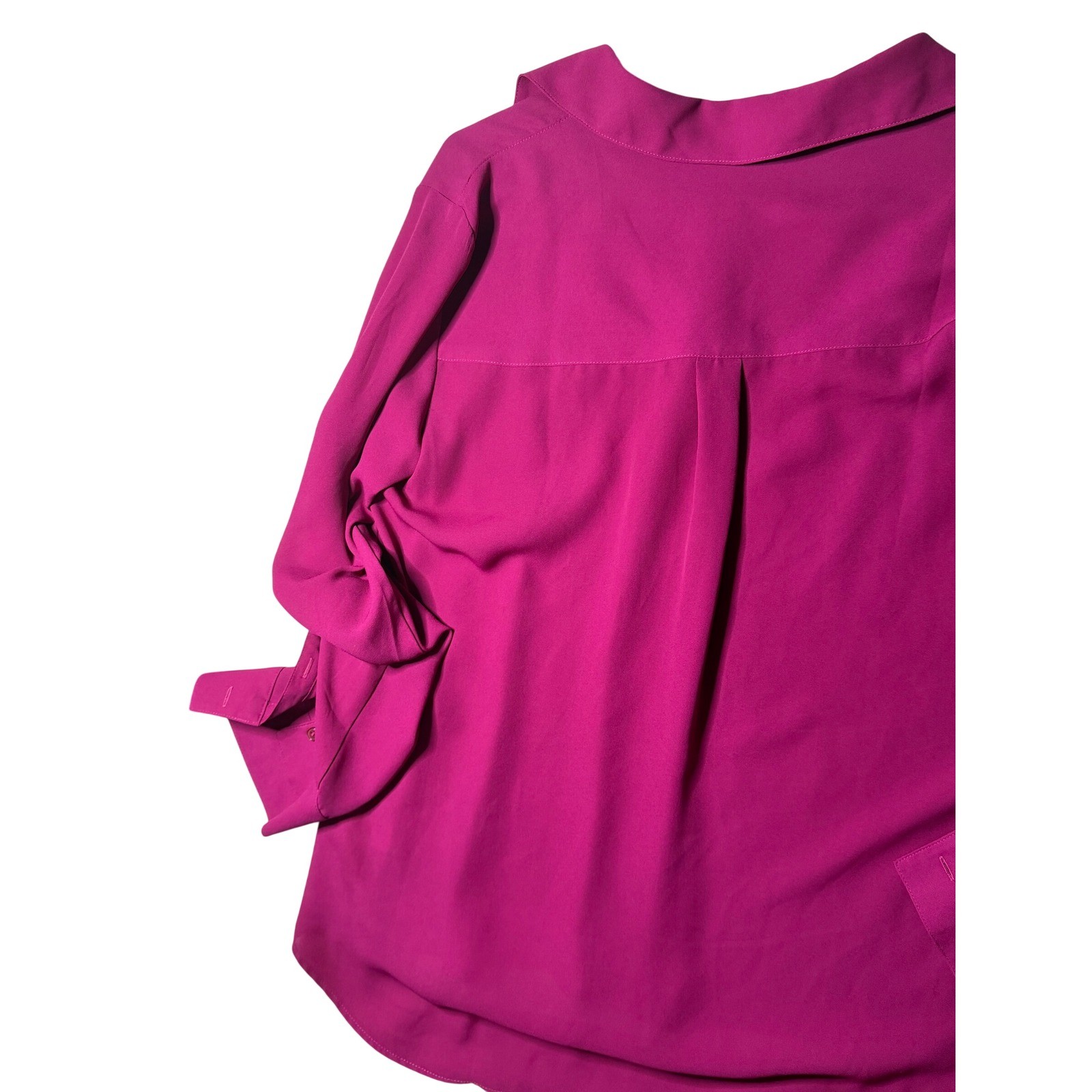 Express Magenta Pink Portofino Roll Tab Sleeve Button Down Blouse Large L