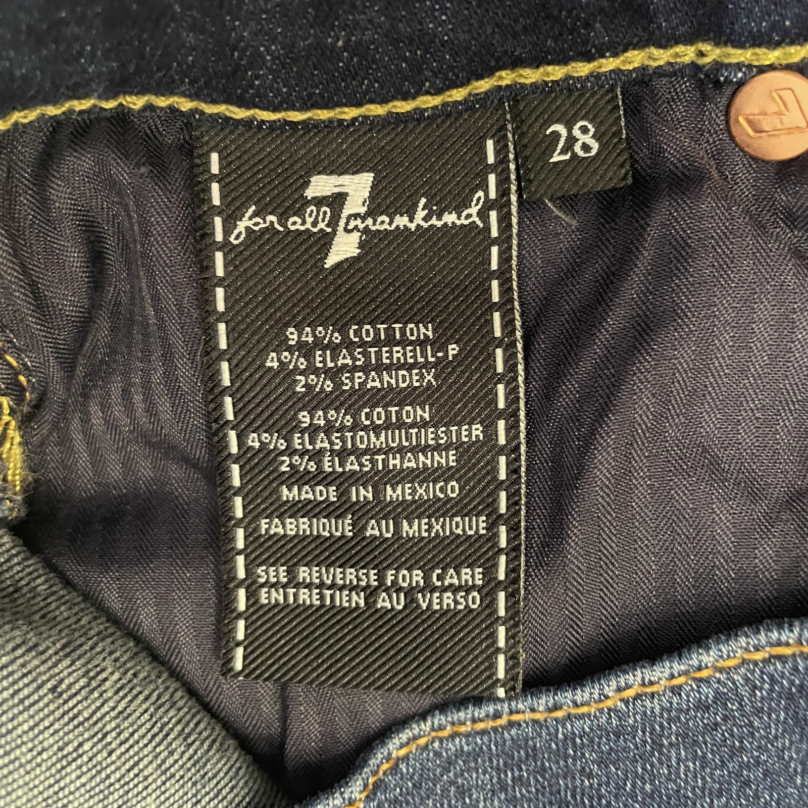 Seven For All Mankind Dojo Jeans Women’s Sz 28 /34 L Flare Leg Dark Wash Stretch
