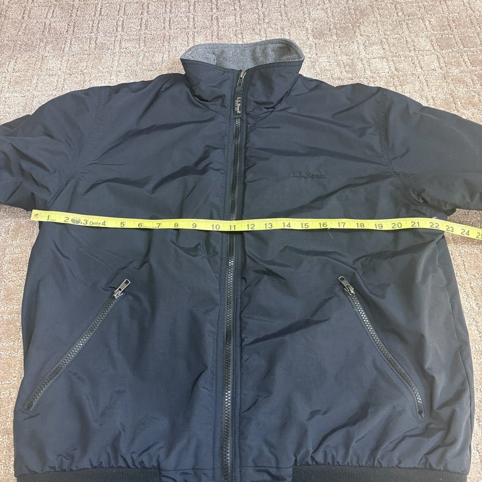 L.L. Bean Fleece Lined Three Season Jacket Men M Nylon Soft Shell Black Full Zip