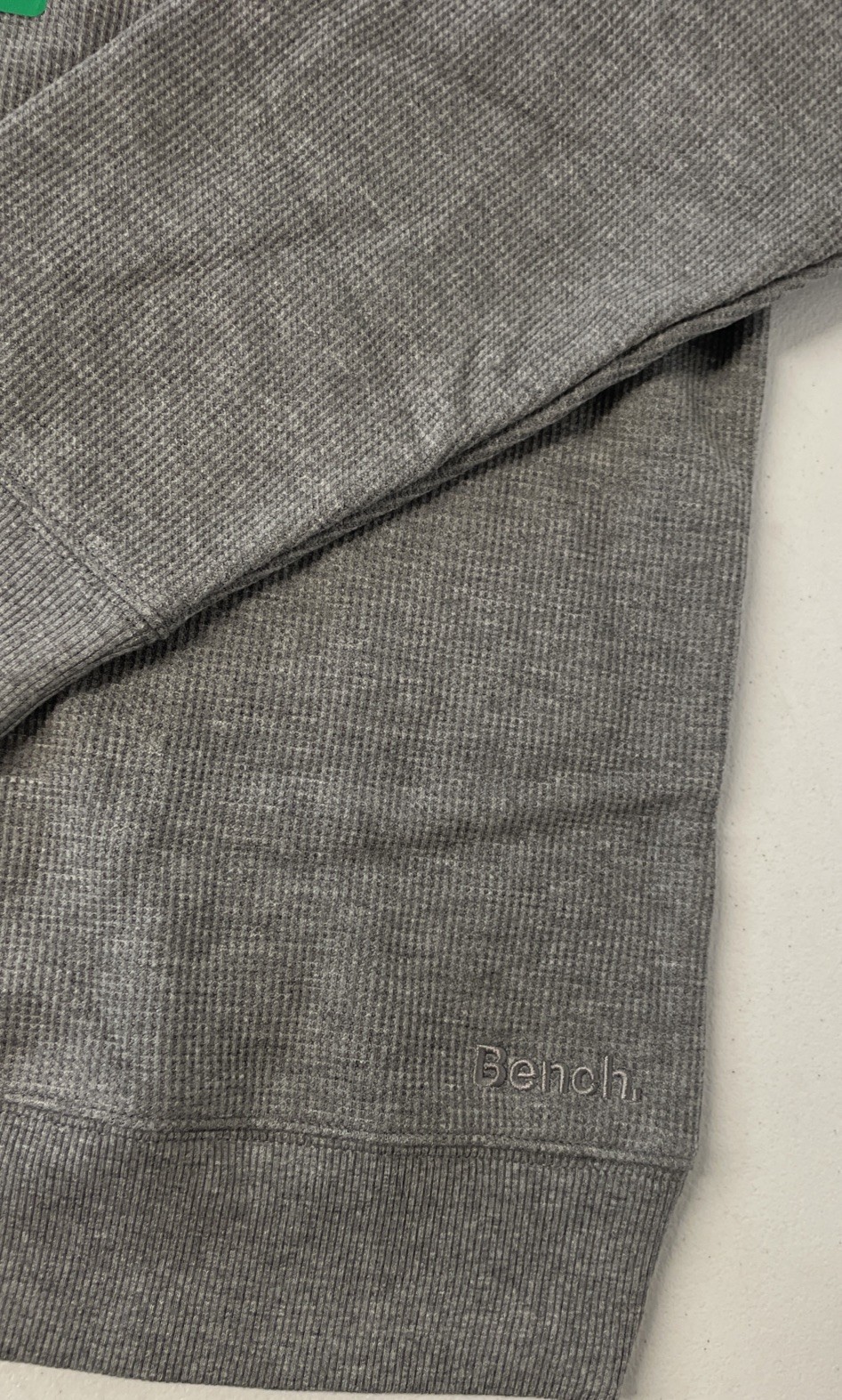 BENCH Urbanwear Sweatshirt Thermal Fleece Crewneck Pullover Waffle GRAY XL NEW