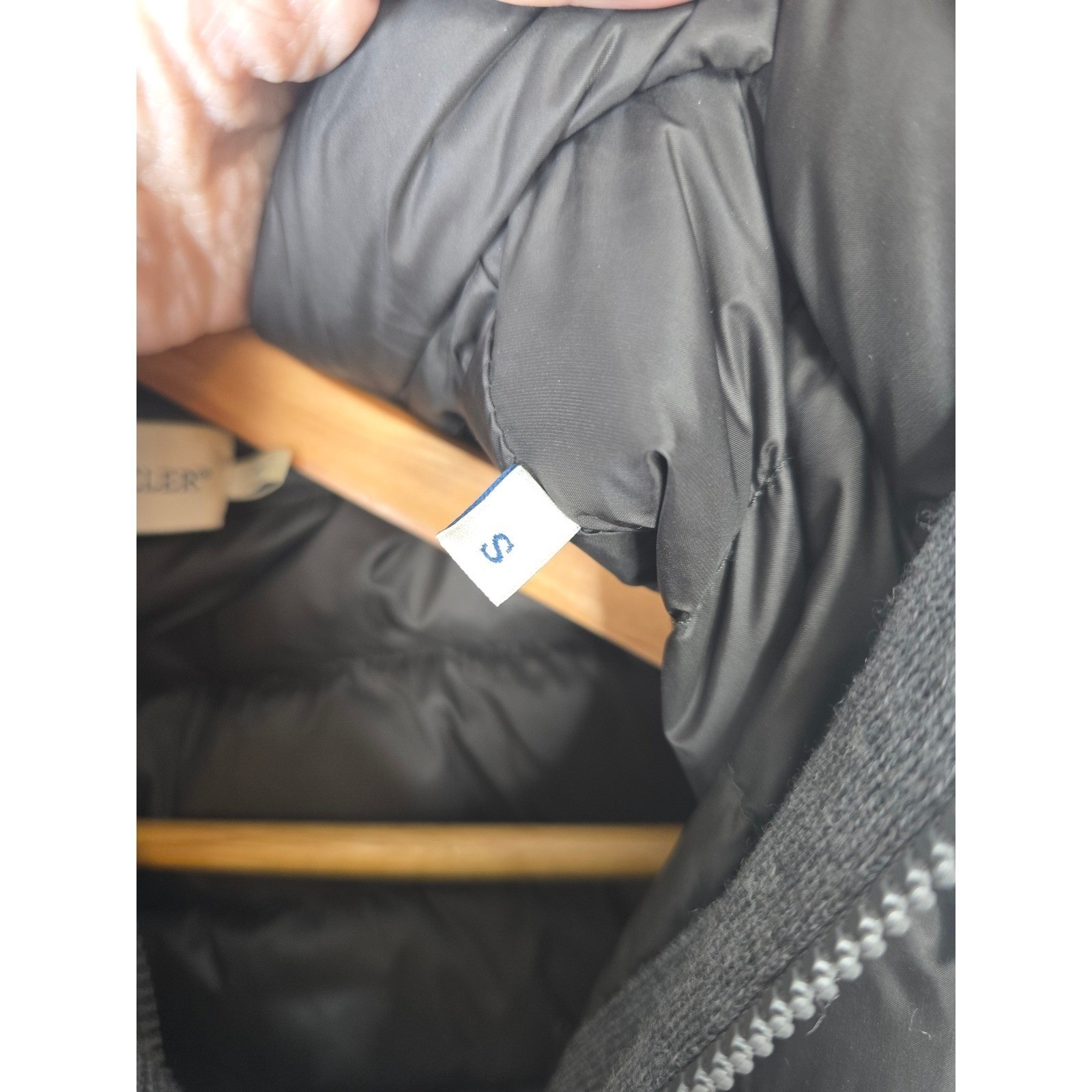 Moncler Women Black Grey Wool & Down Hybrid Knit Puffer Jacket Size S Logo Patch