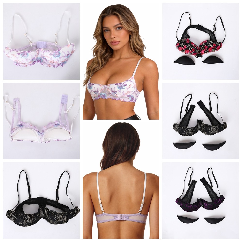 US Women Open Breast Cup Split Bralette Nightwear Hollow Cage Bra Tops Padded