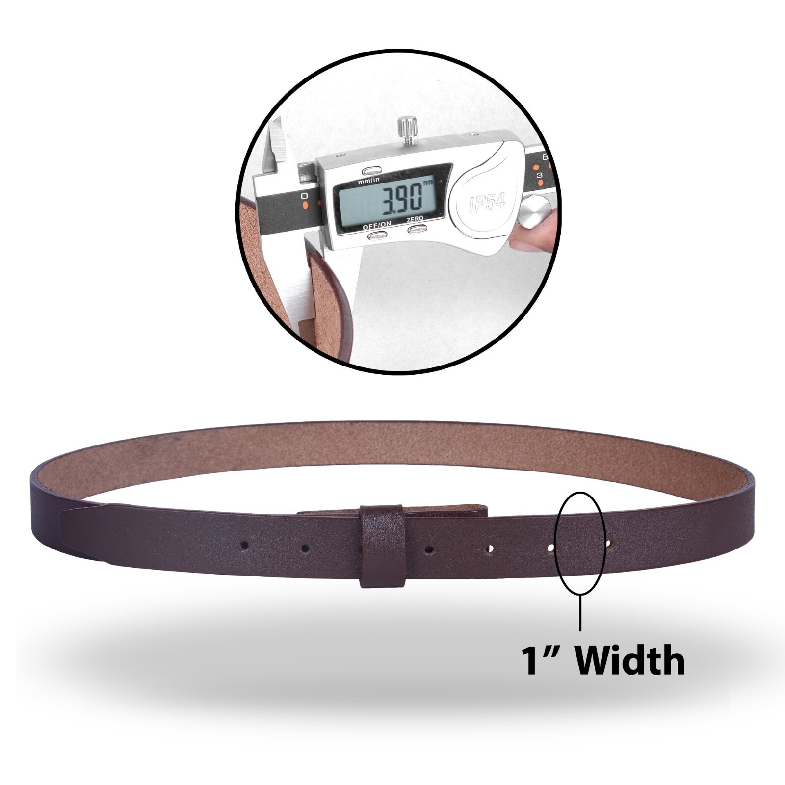Genuine Leather Belt 1″- 2.5cm Wide One Piece 100% Real Leather Belt Unisex