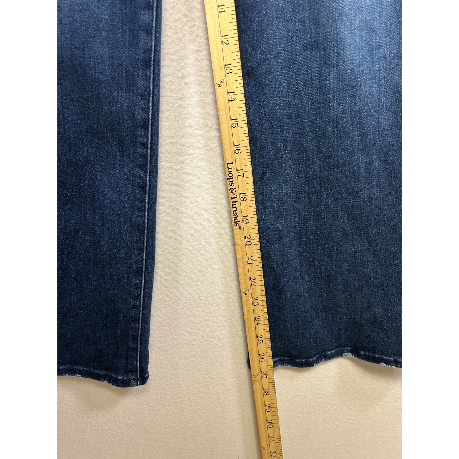 Utility Boho Just Black Denim Womens 29 Dark Blue Wide Leg Raw Hem Jeans BP339J