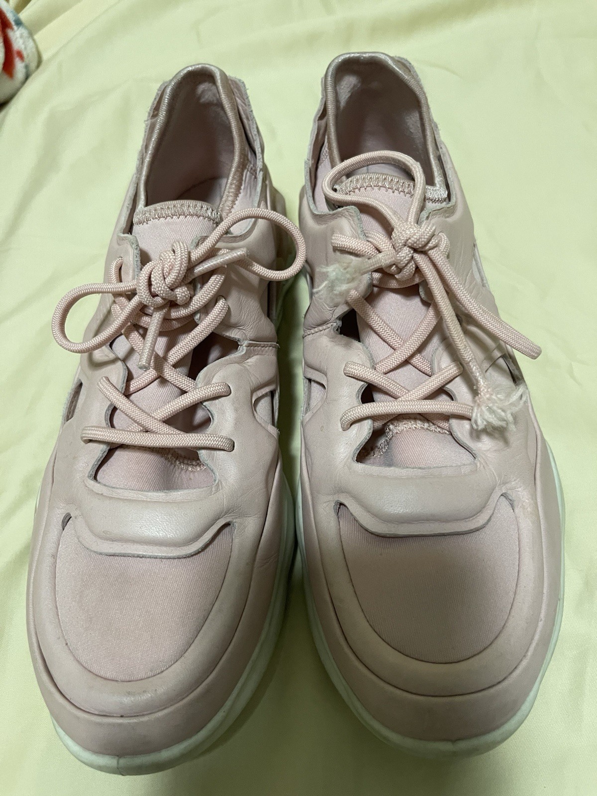 ECCO Pink/White Low Top Lace-Up Athletic Sneakers Unisex Adults Pre-Owned Ex