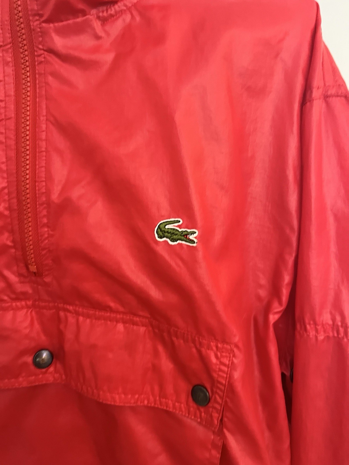 Izod Lacoste Men’s Red Hooded 1/2 Zip Lightweight Windbreaker Jacket Size M