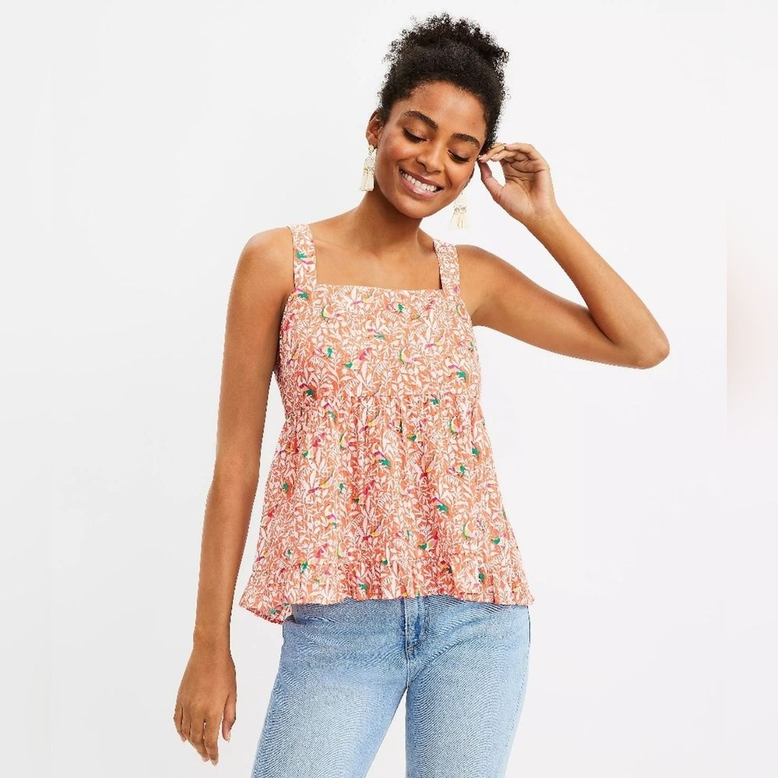 New Ann Taylor LOFT Bird Tie Back Peplum Cami Size 8