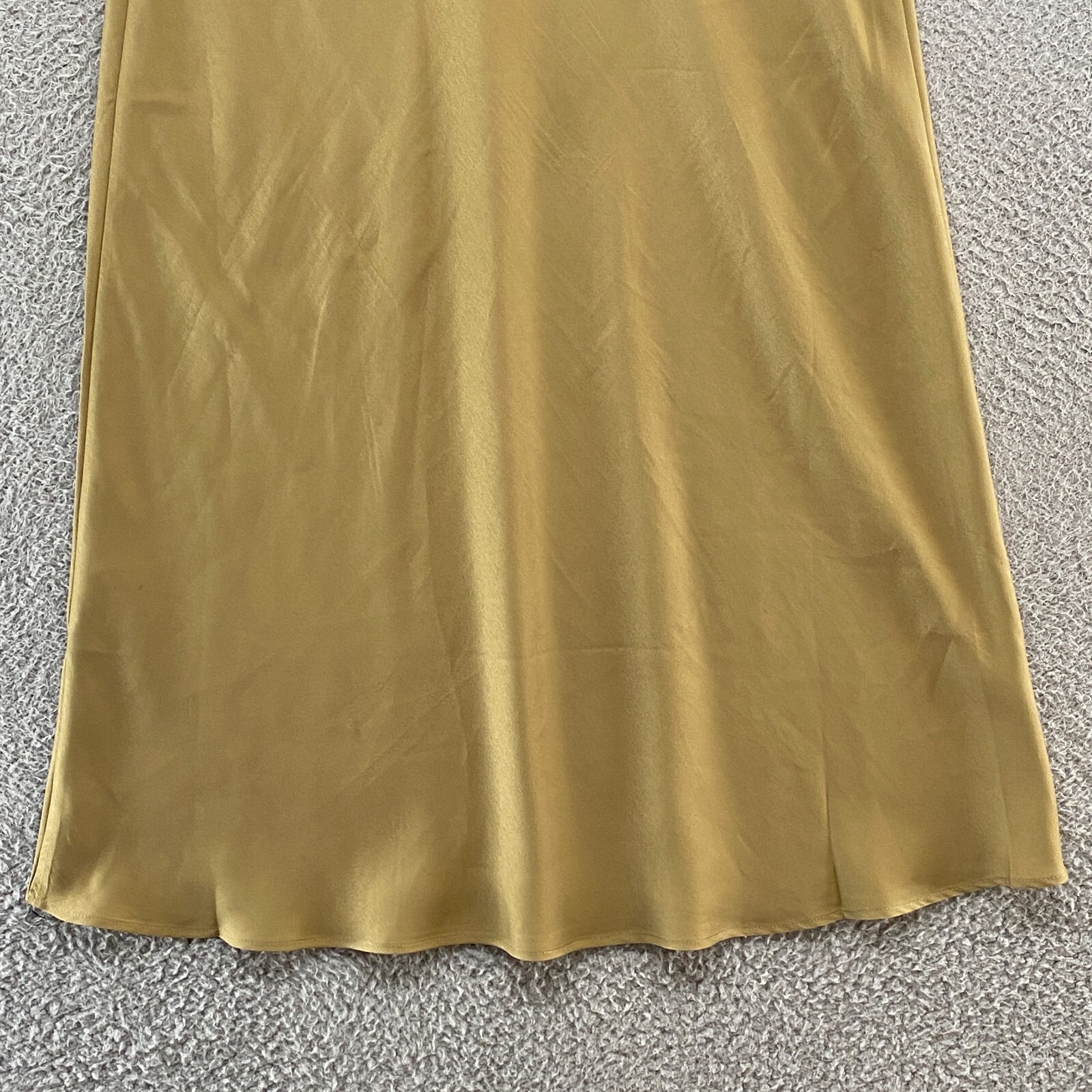 Allsaints Slip Dress Womens Small Tierny Coni 90s Midi Y2K Metallic Olive Gold