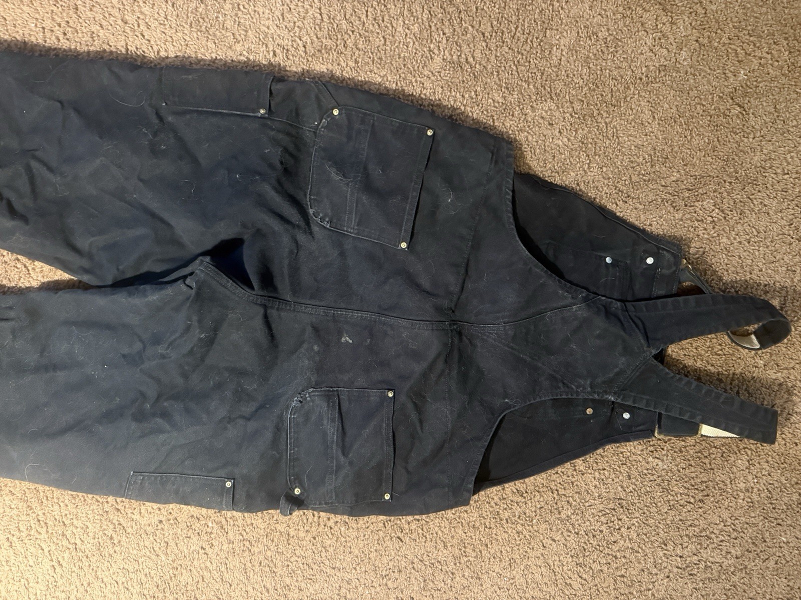 Carhartt Black Loose Fit Work Bib Overalls Men’s 104393DNY Made In Mexico