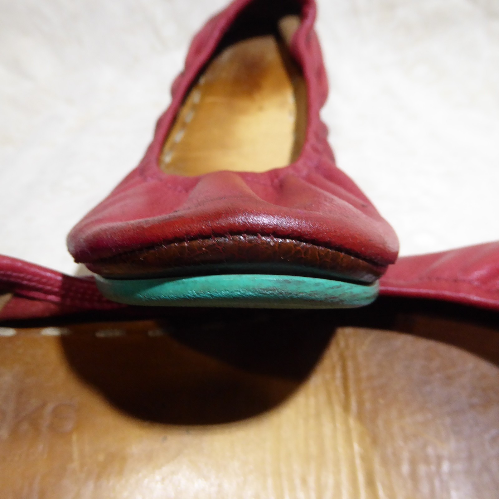 🩰 Tieks by Gavrieli Foldable Ballet Flats sz 9 Cardinal Red 100% Nappa Leather