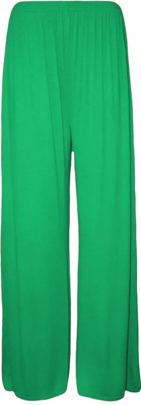 Ladies Palazzo Wide Leg Flared Elasticated Stretch Plain Trousers Womens Wide UK