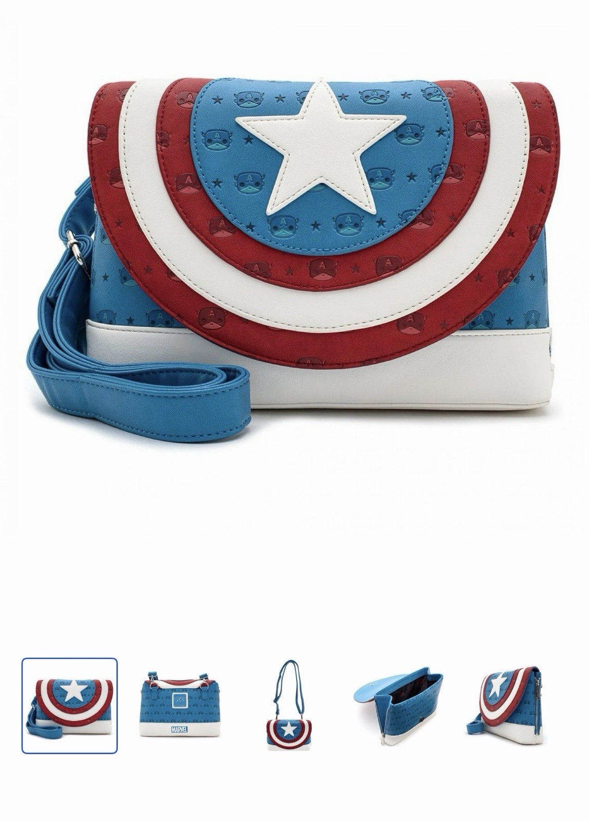 Loungefly X Marvel Funko Captain America Debossed Shield Crossbody Bag