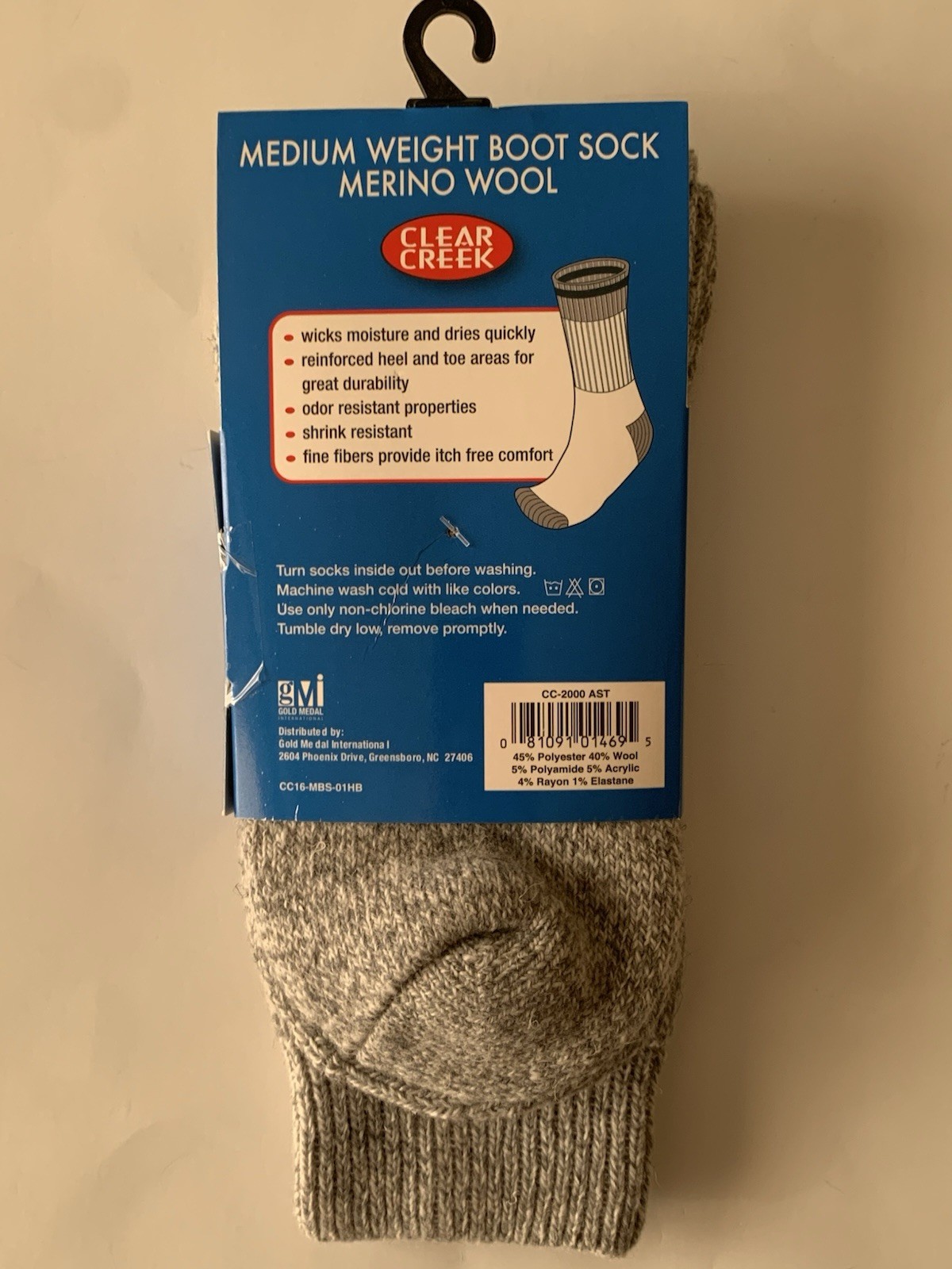 Clear Creek Merino Wool Blend Boot Socks Men’s Shoe Size 6-12 NWT Gray