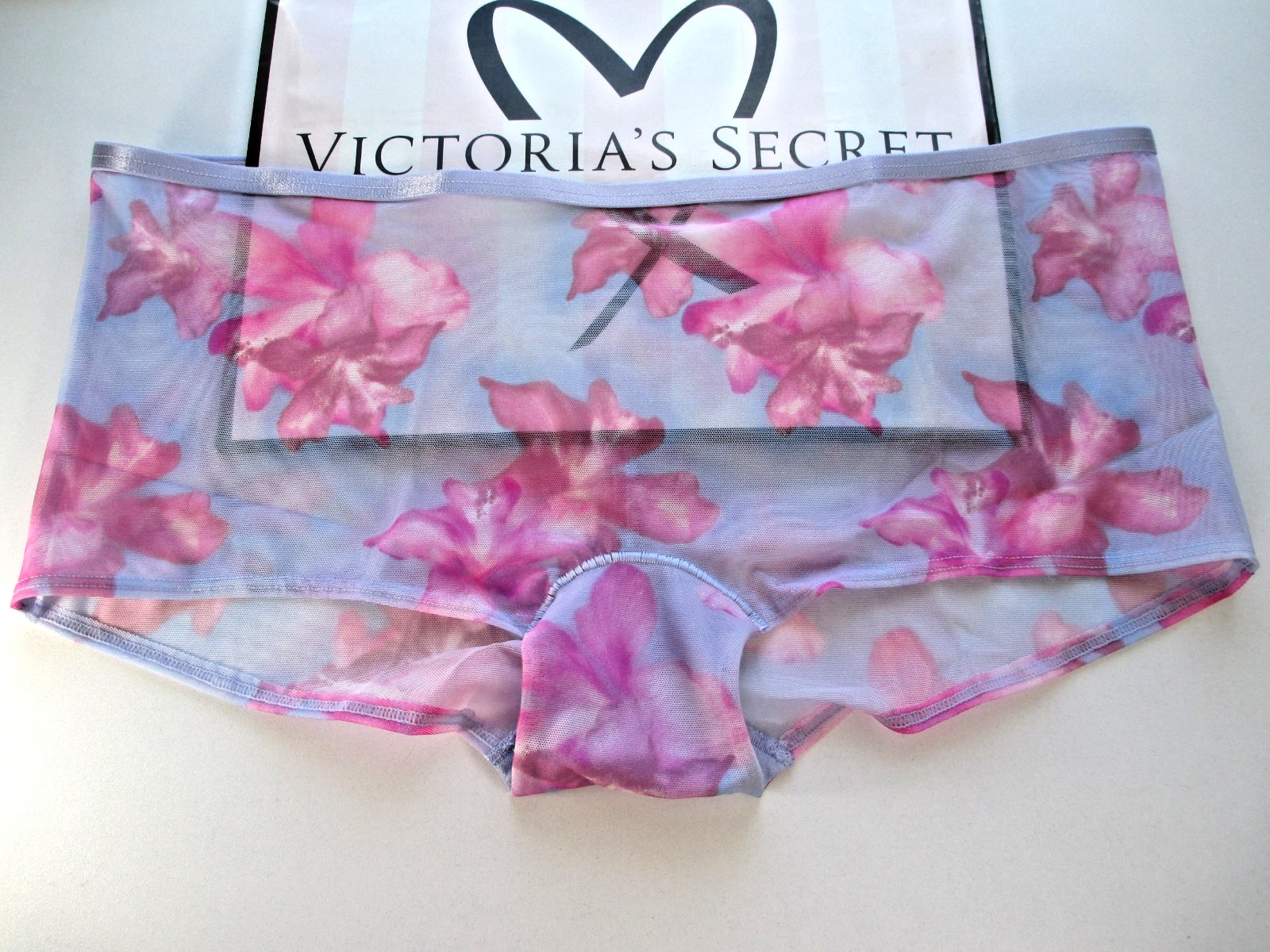 VICTORIA’S SECRET PINK Boyshort Panty S M L XL Purple NWT Floral VS Mesh