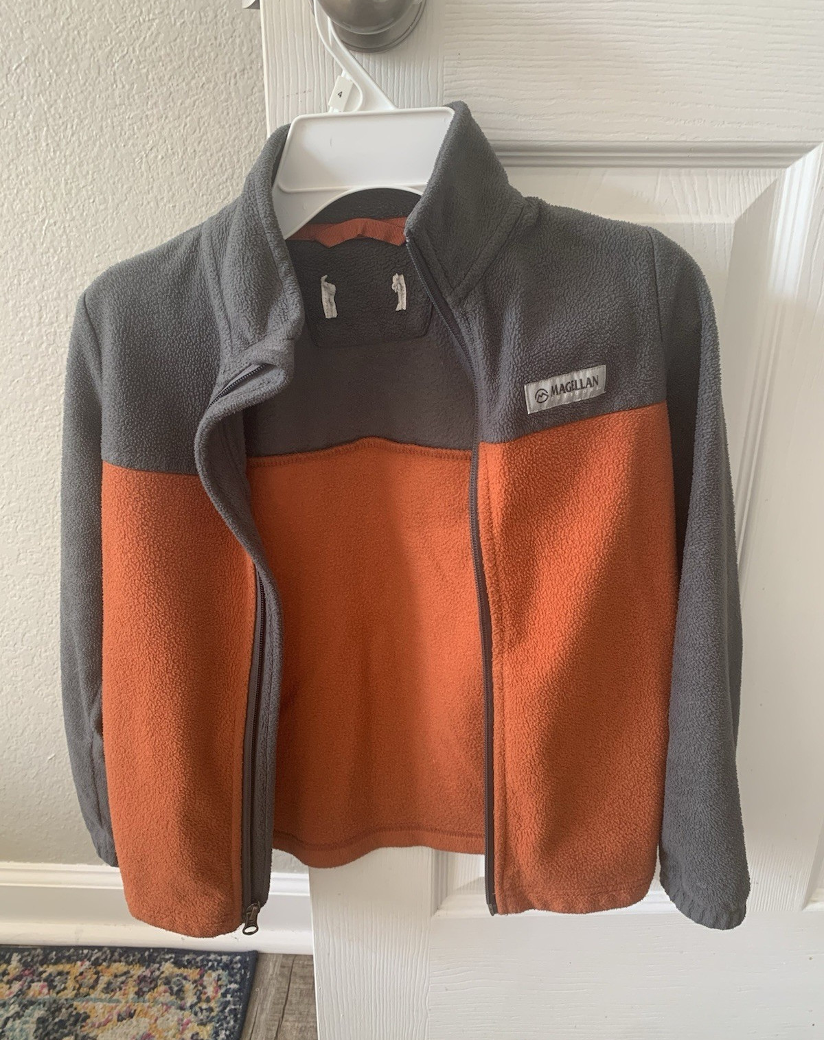 Magellan Boys Colorblock Fleece Full-Zip Jacket Gray/Orange Size 6-7 boys