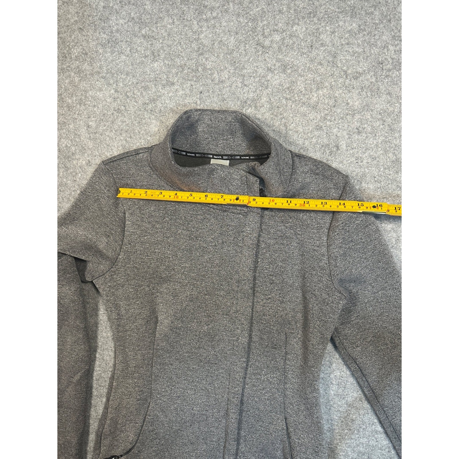 Bench Women’s Gray Asymmetrical Full Zip Fleece Jacket Mock Neck Small