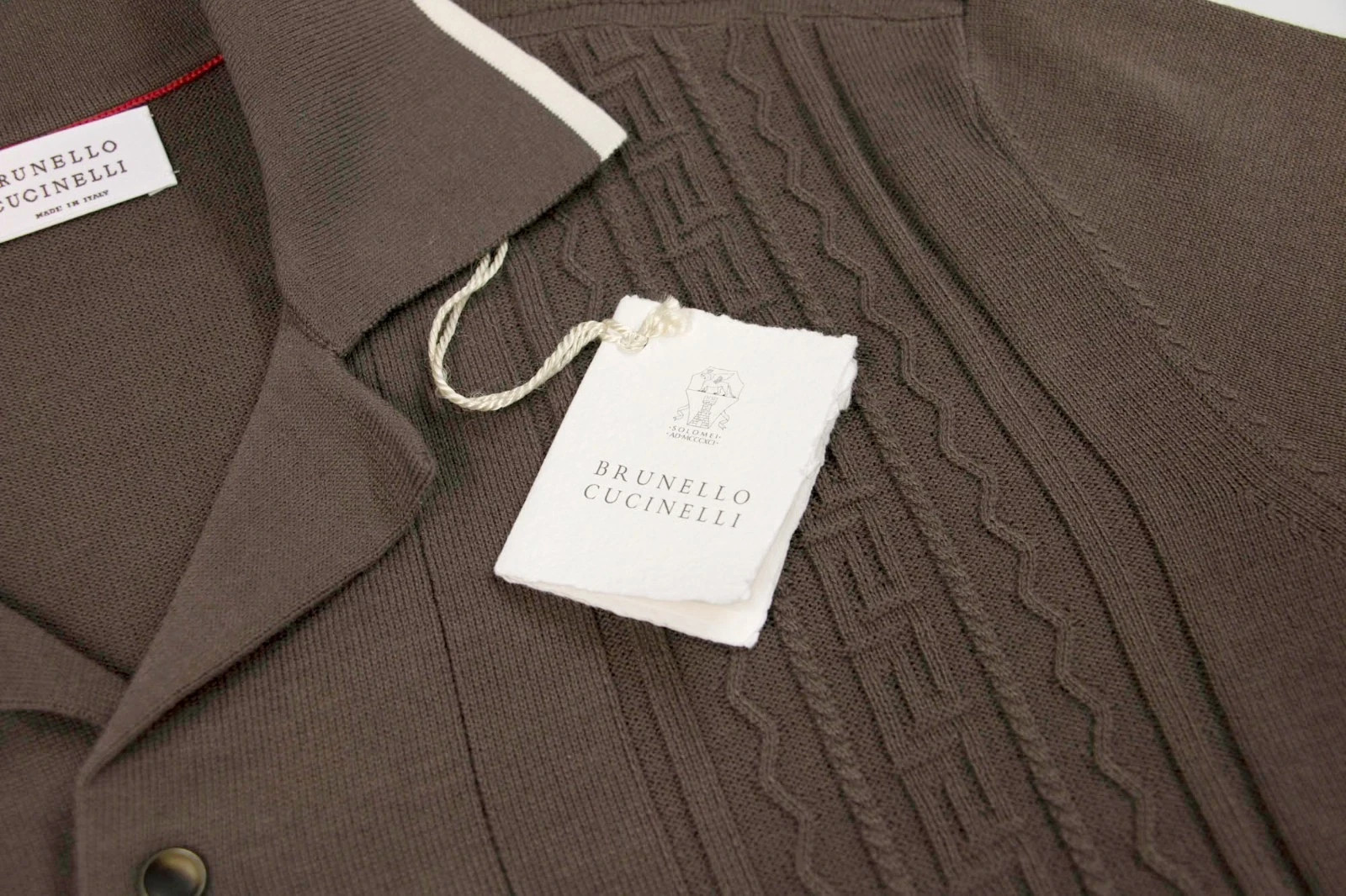 NEW Brunello Cucinelli Men’s Short Sleeve Polo Sweater With Stitch Design
