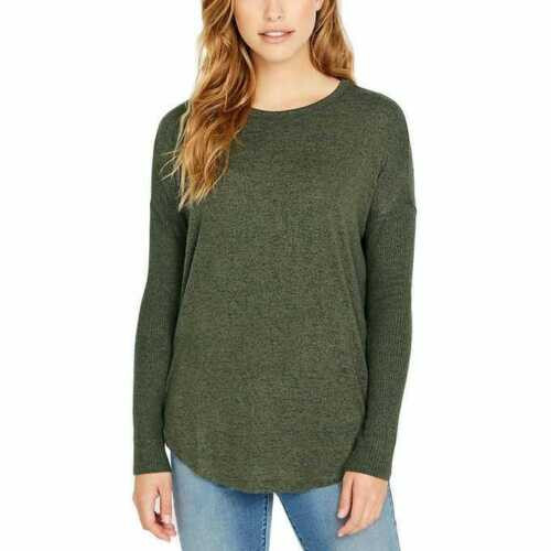 Buffalo David Bitton Womens Ribbed Sleeve Cozy Long Sleeve (Olive, XSmall) NWT