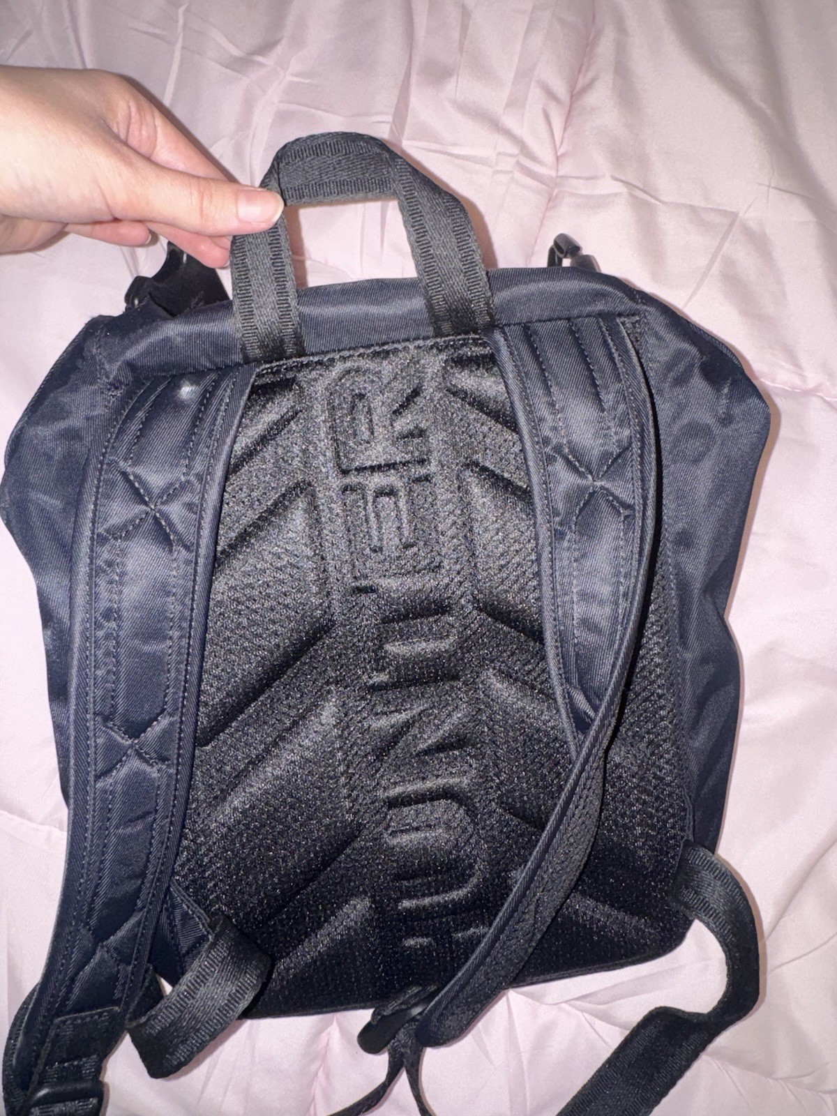 Hunter Black Small Backpack Zip Closure Front Pocket Top Handle Logo Patch