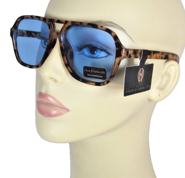 HOUSE OF HARLOW 1960 Nicole Richie Tortoise Shell Aviator Sunglasses Blue Lenses
