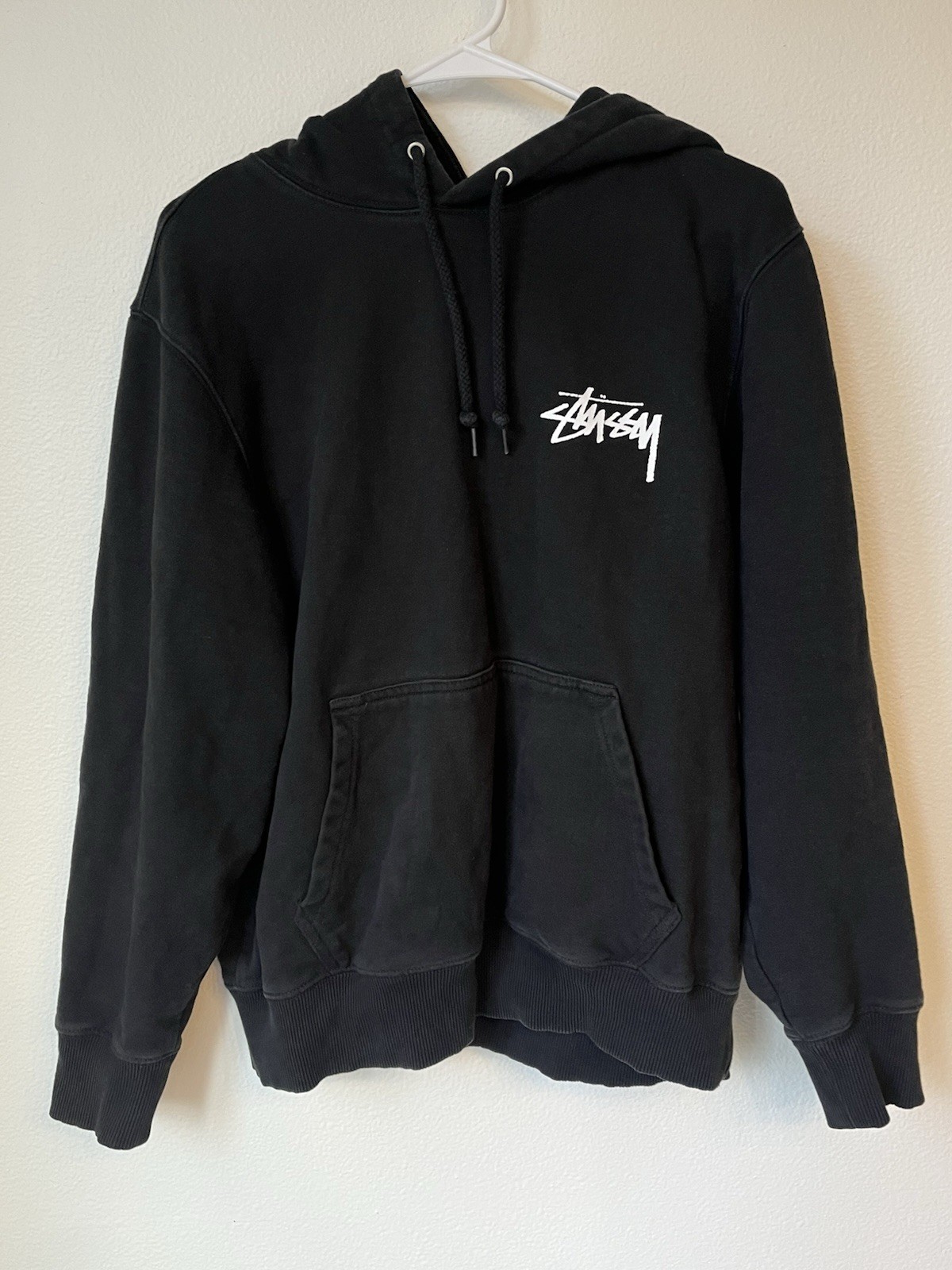 Stussy Jorge Hoodie Mens Small Black Sweatshirt Mint Shape 21”x22”