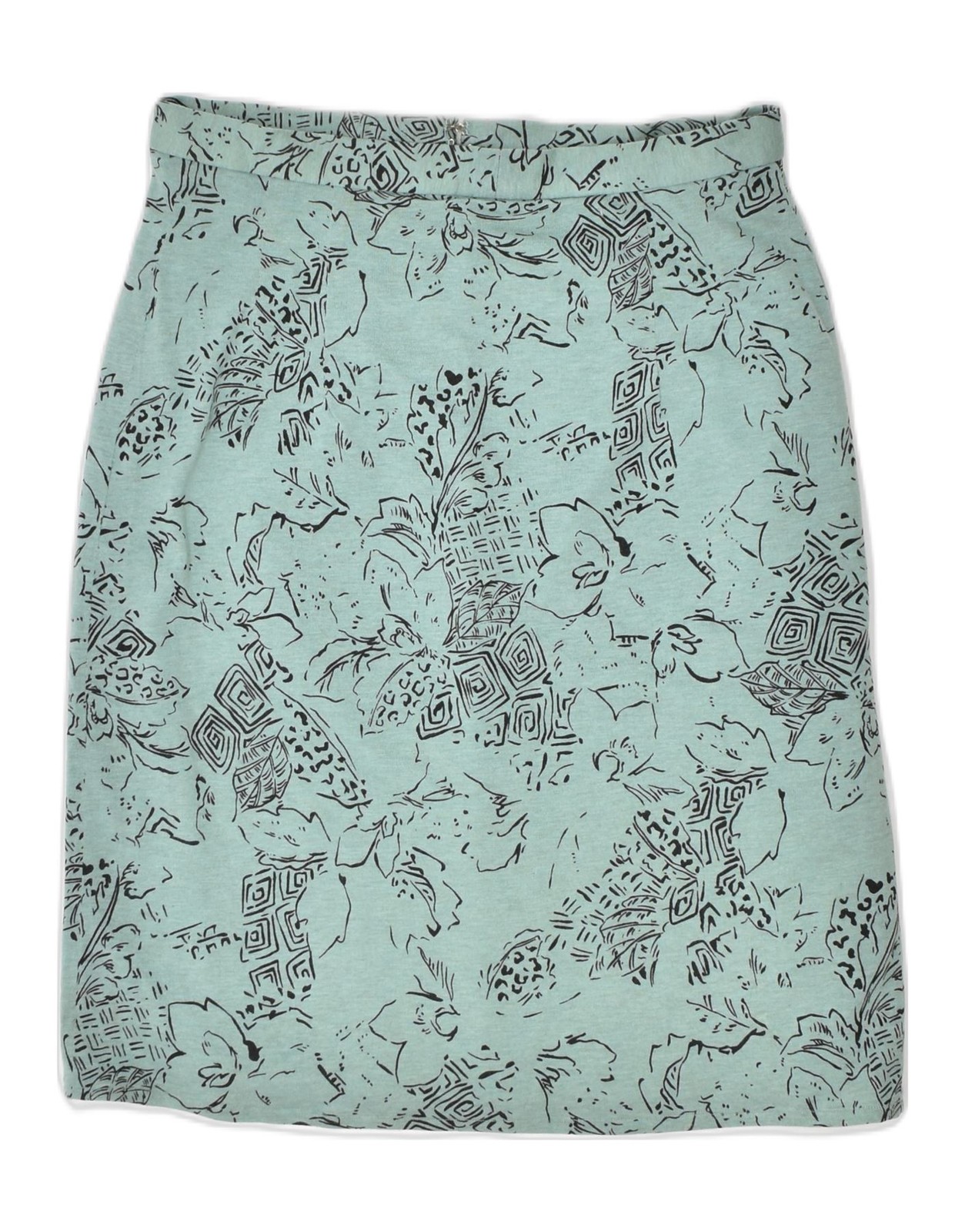 VINTAGE Womens Straight Skirt W28 Medium Green Floral MK05