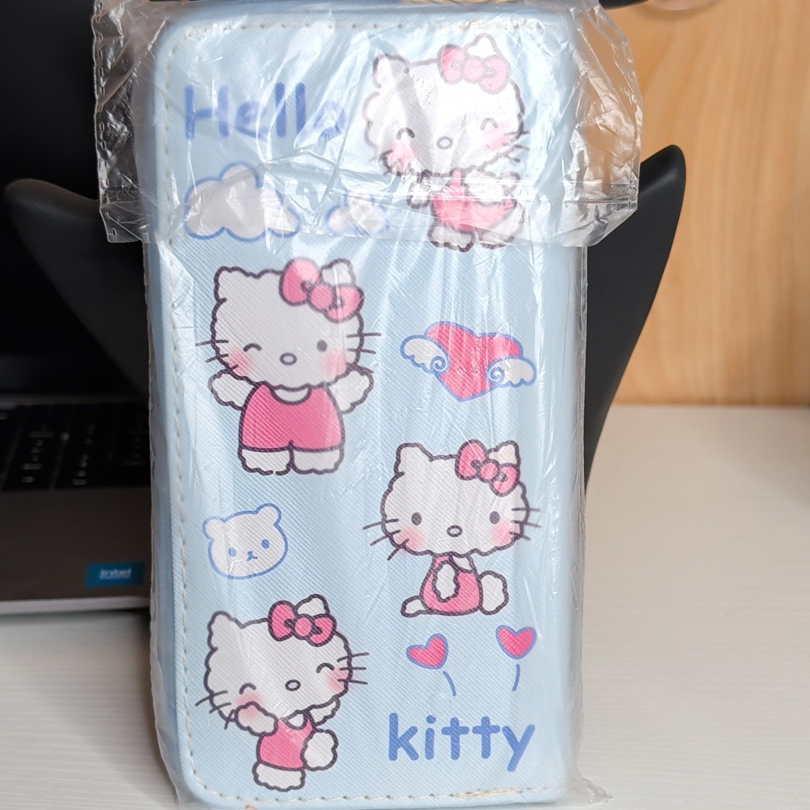 Novelty Hello Kitty Blue Zip-Around Long Wallet Cartoon Print Card Slots Zipper