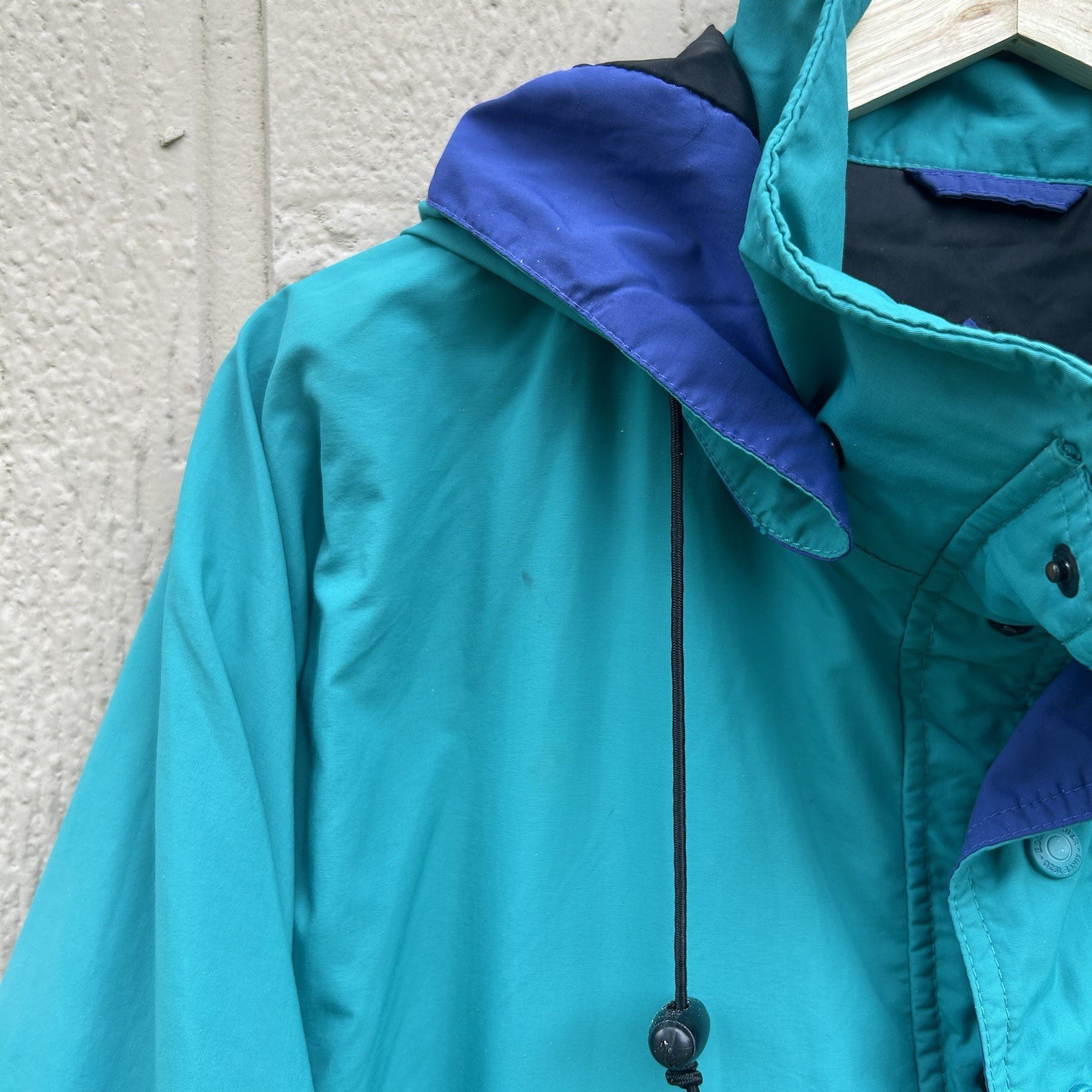Vintage 90s Eddie Bauer Pullover Anorak Jacket Mens Large Teal Color Block