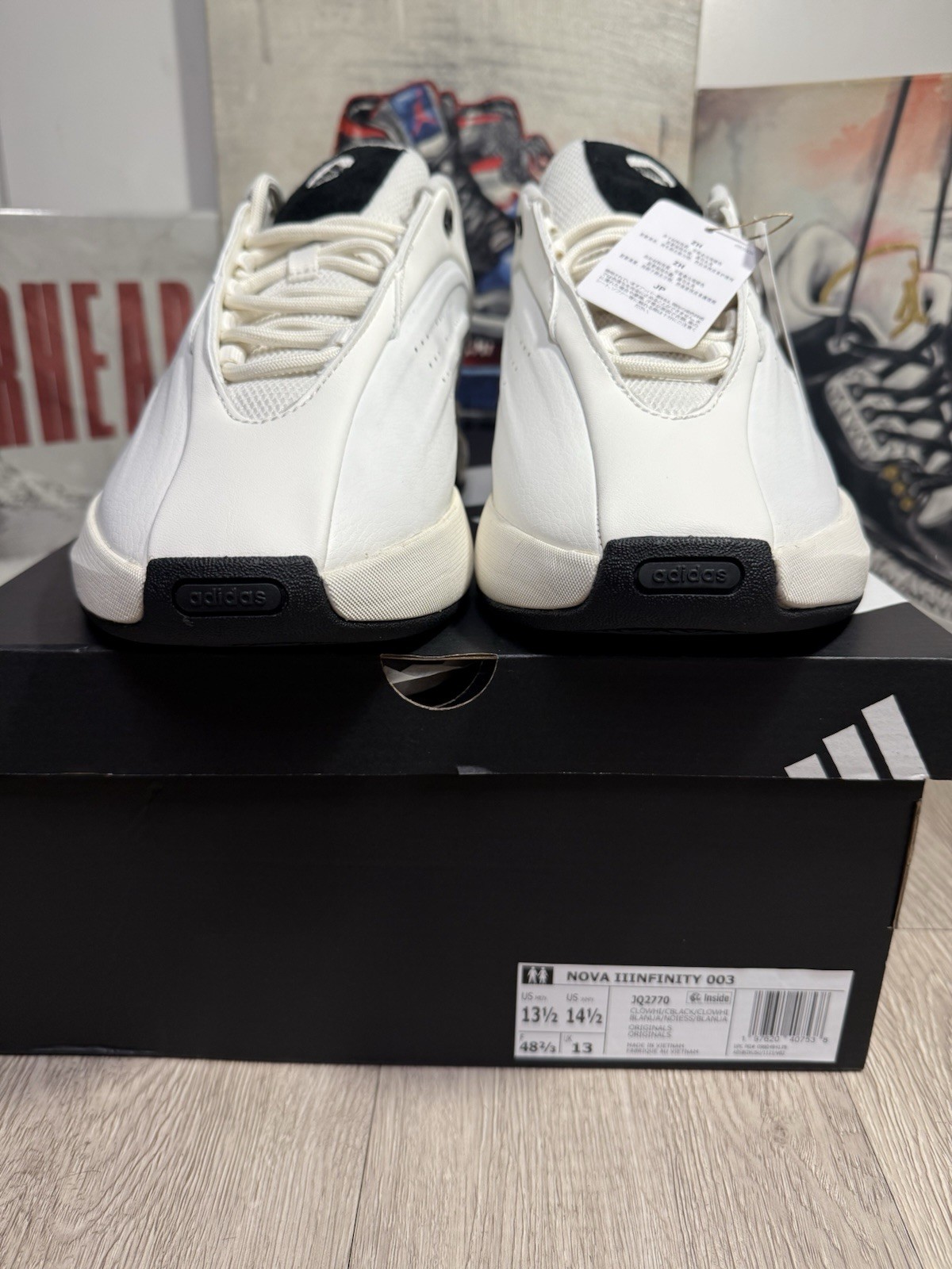 New Adidas Nova IIInfinity White/Blk Basketball Shoe Men Size 13.5, 14.5, 15, 16