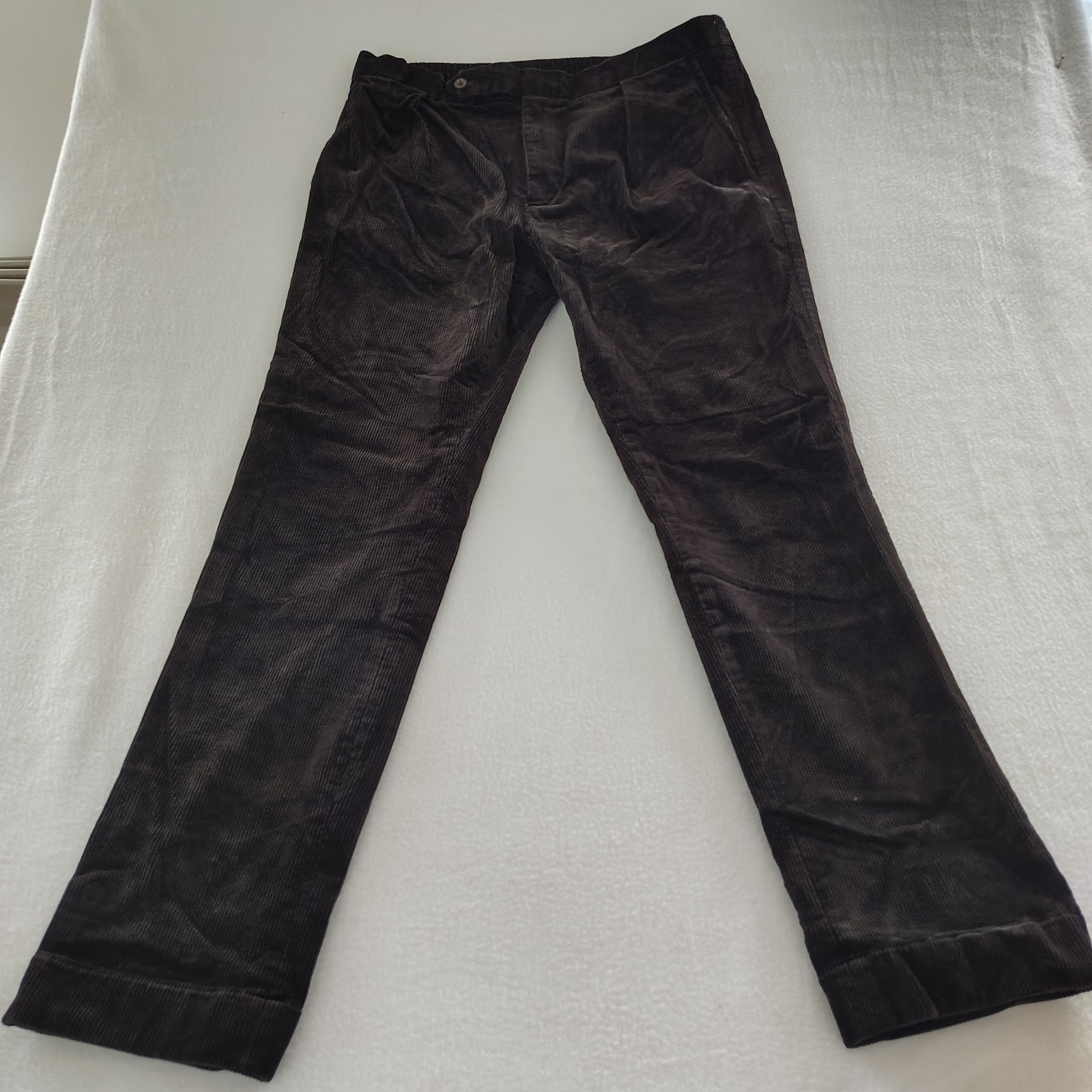 Polo Ralph Lauren Classic Fit Pants Mens 36/32 Brown Corduroy Pleated Trousers