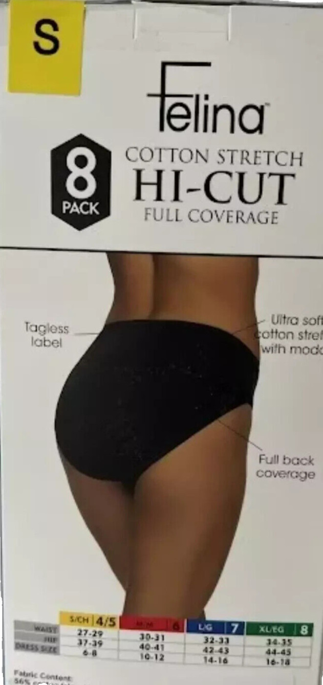 Felina Hi-Cut Panties Small 8 Pack