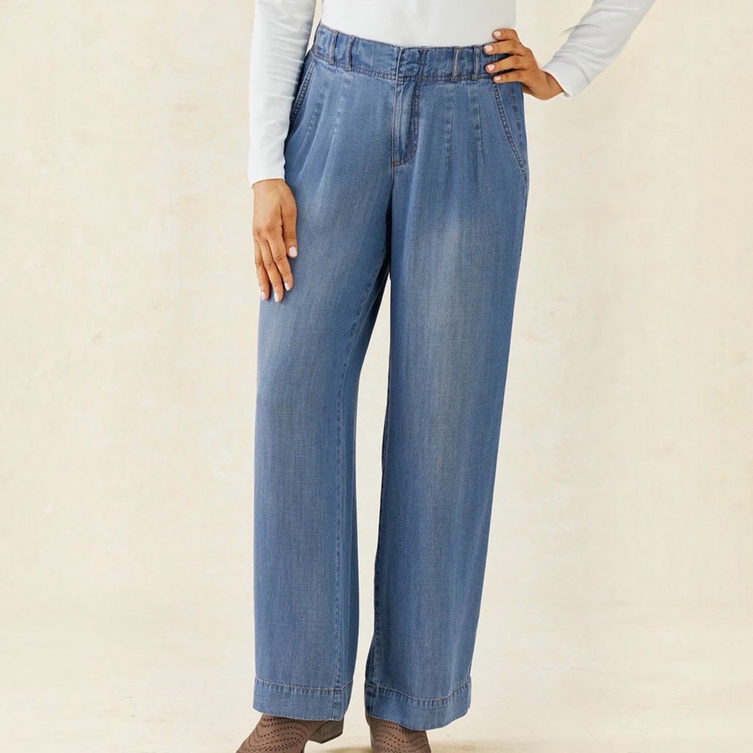 Coldwater Creek Willow Wide Leg Summer Weight Tencel Jeans 18 NWT
