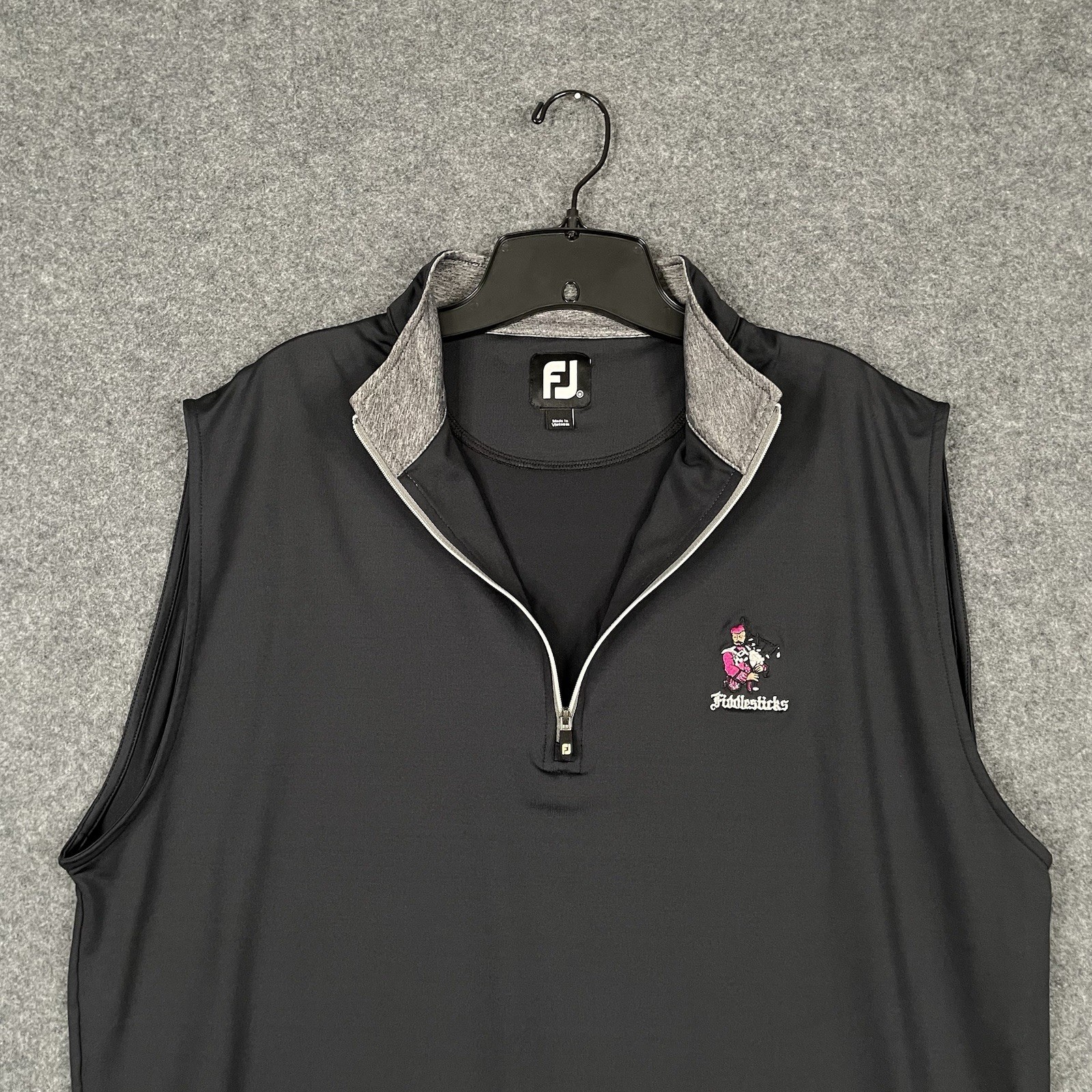FootJoy 1/4 Zip Vest Mens M Black Fiddlesticks Golf Performance Strecth