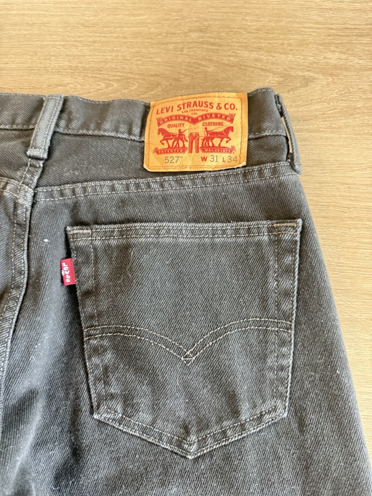 Levi’s 527 Slim Bootcut Jeans Men Size 31×34 Black Denim Pants Low Rise