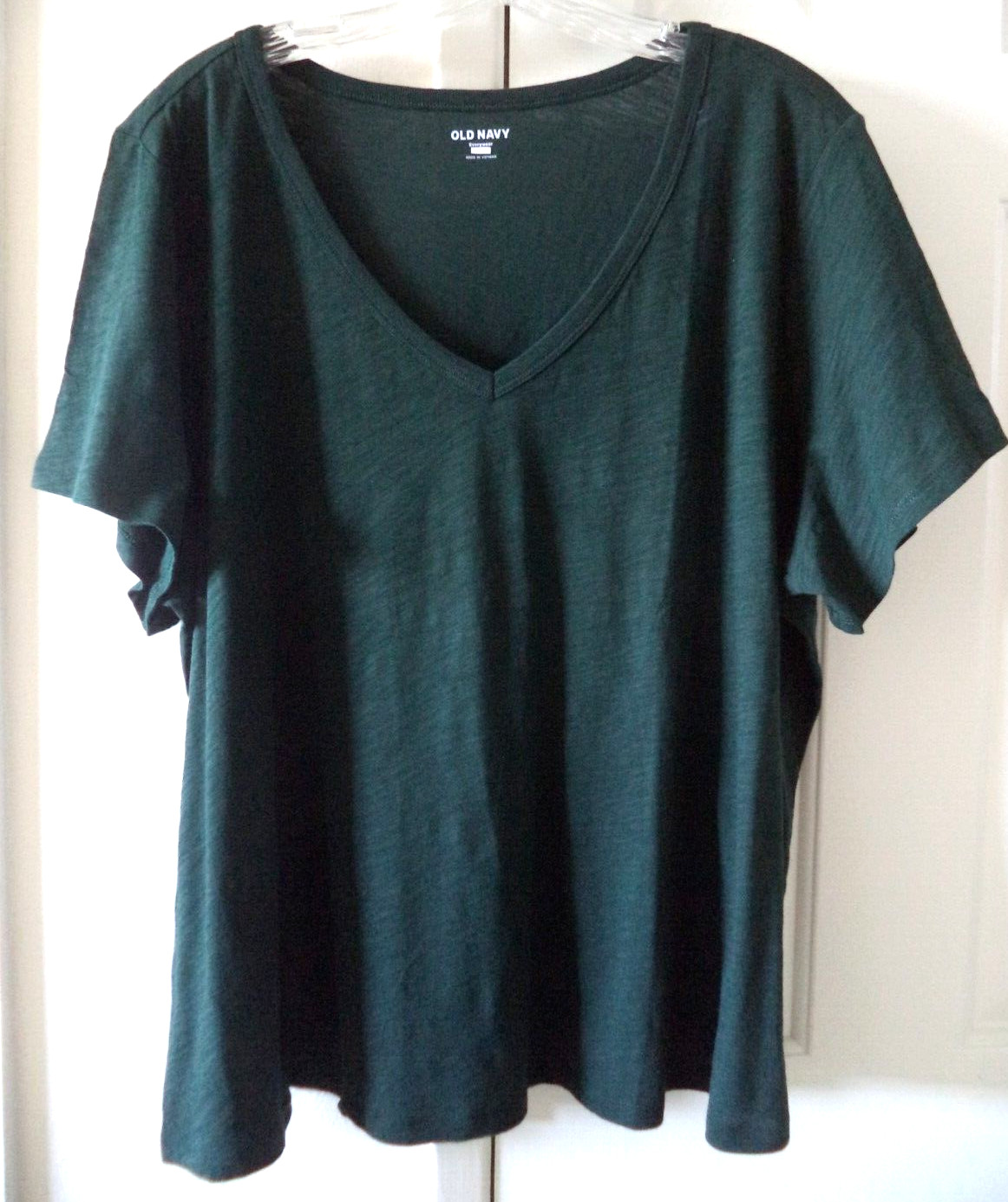 Hot! Old Navy Forest Dark Green Slight Slub V-Neck T-shirt Knit Top 14 16 Large