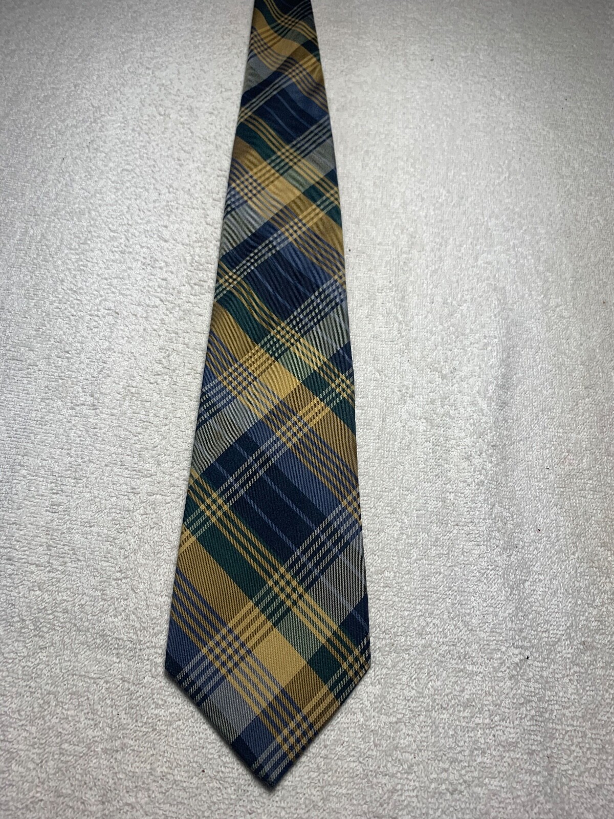 LANDS END MENS TIE BLUE BLACK GOLD 3.75 X 59