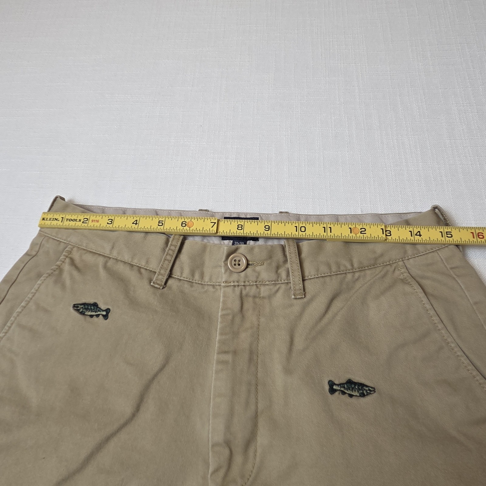 J.Crew The Sutton Slim Fit Chino Pants Khaki Tan Embroidered Fish