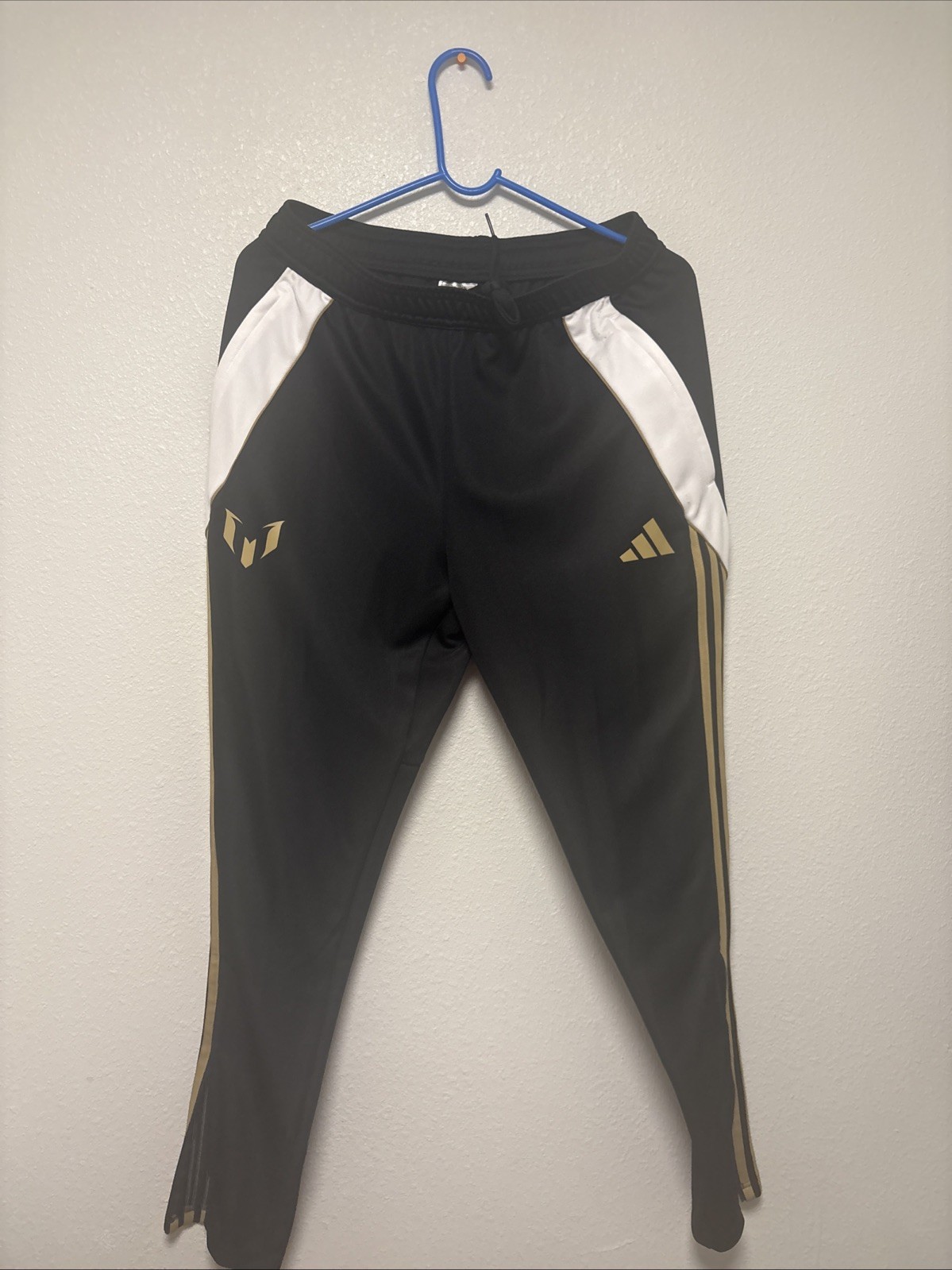 Adidas Messi Tiro Training Pants Mens Black Gold White Soccer Track Pants Size M