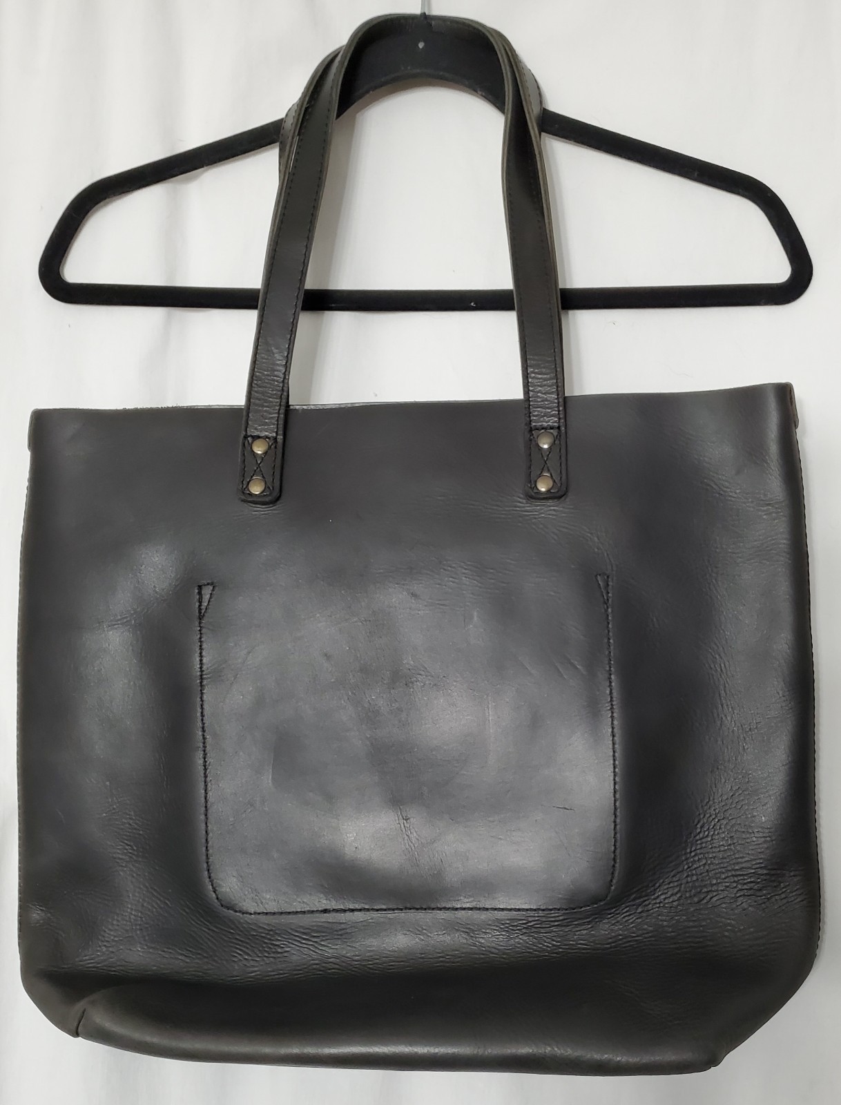 XLarge Will Leather Goods BLACK GENUINE LEATHER SHOULDER BAG HANDBAG PURSE TOTE